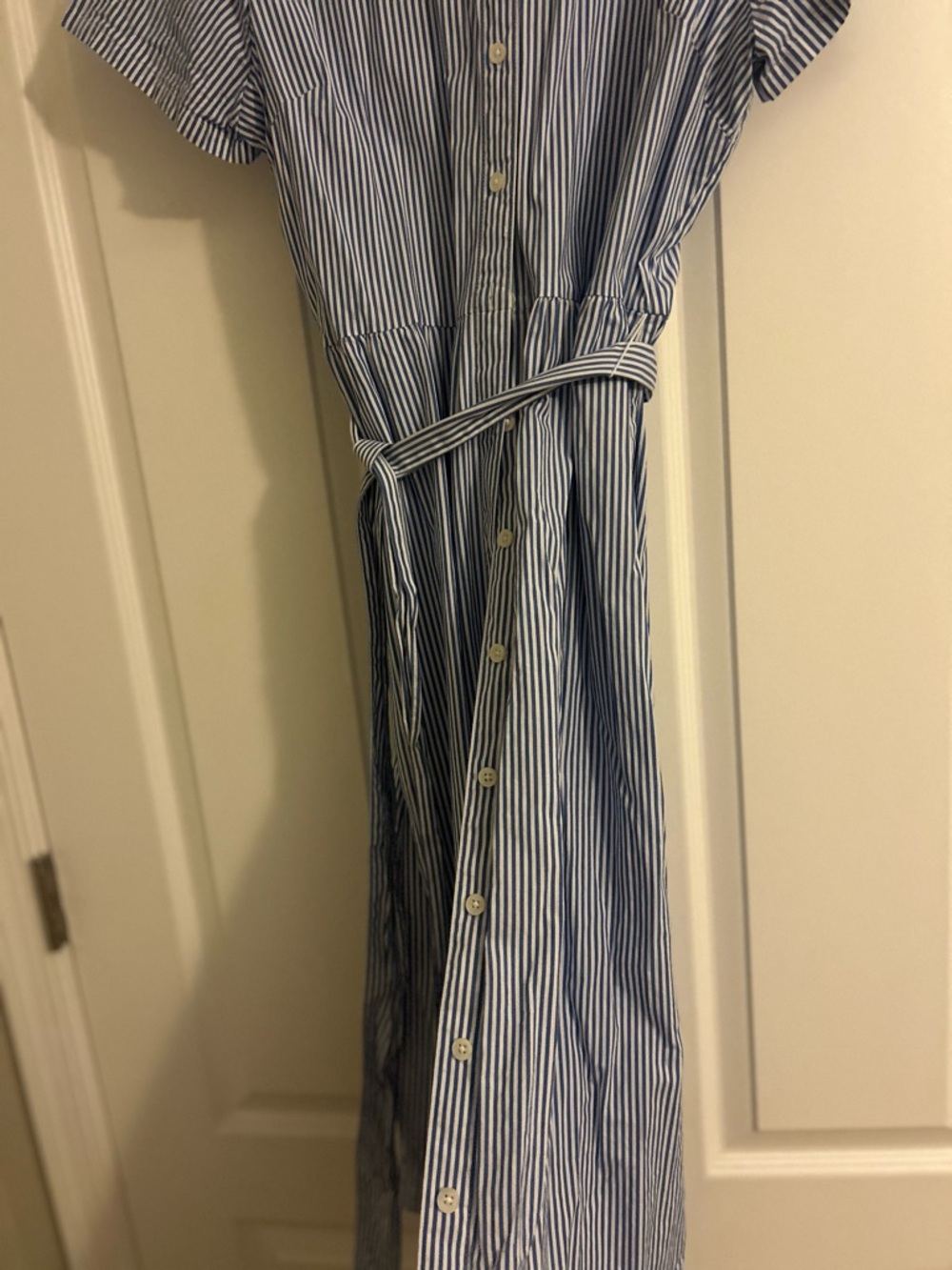 J Crew Button-Front Blue & White Stripe Shirt Dress with Belt Size 8 - Picture 8 of 8